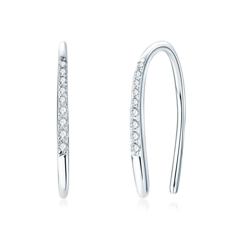 Stylish U-Shaped Moissanite Earrings – 925 Sterling Silver Piercing Hanging Jewelry for Women | Melisande
