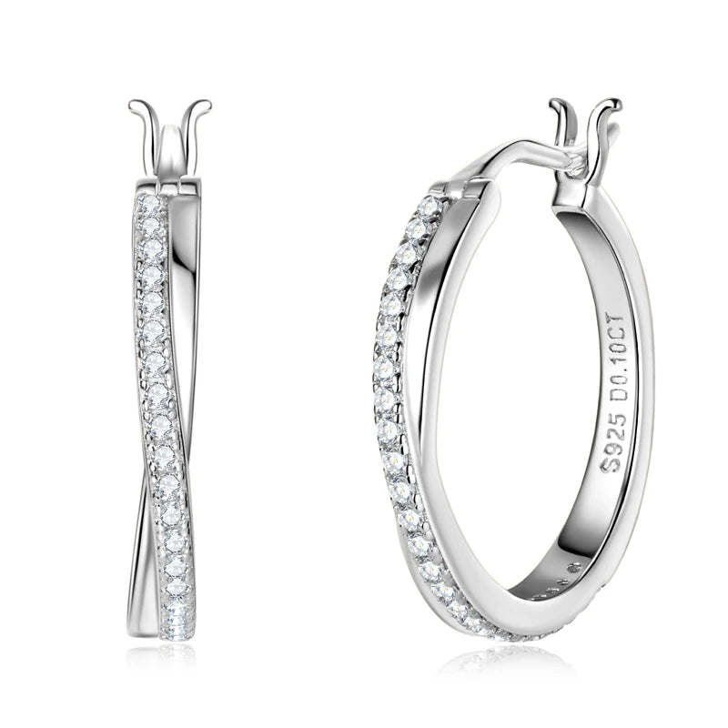 Moissanite Hoop Earrings – 925 Sterling Silver 18K Gold Plated Clip Design Women’s Wedding Jewelry 2024 | Melisande