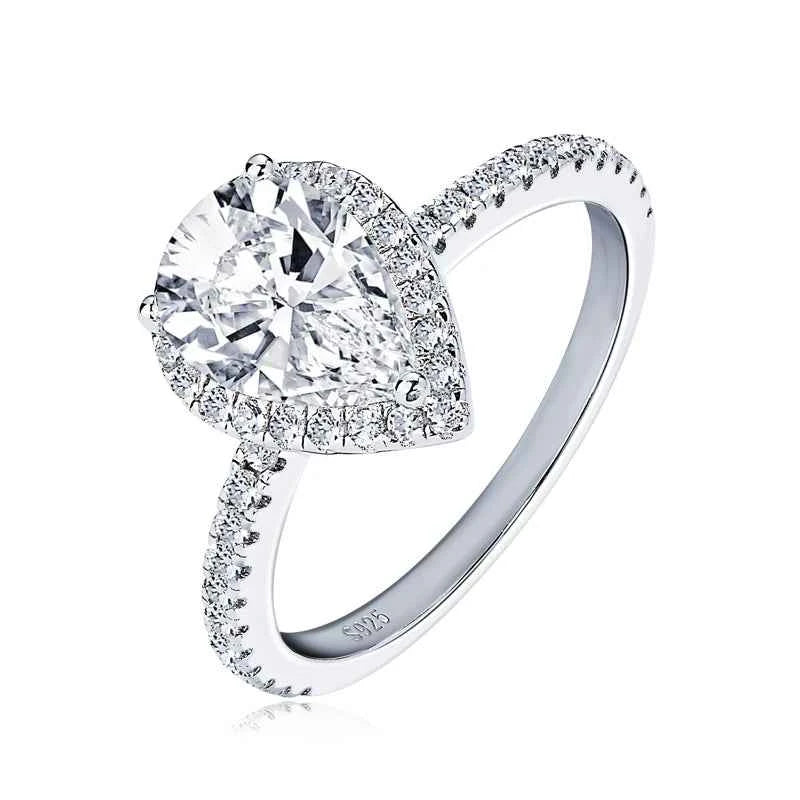 Moissanite Pear Cut Ring – 925 Sterling Silver 2.0ct Wedding & Engagement Band | Melisande