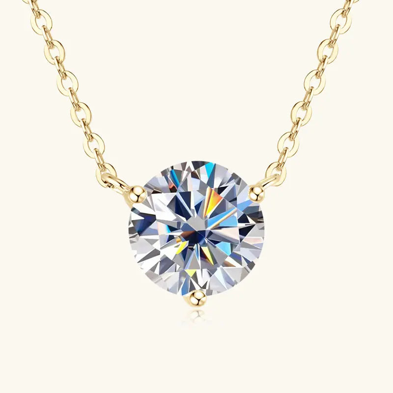925 Sterling Silver Moissanite Pendant Necklace, D Color 1ct / 1.5ct / 2.0ct Three-Claw Solitaire Design – Melisande