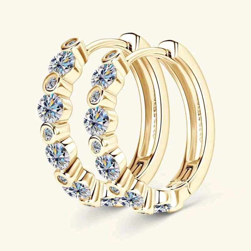 D0.57ct 1.3mm D Color Moissanite Hoop Earrings, 925 Sterling Silver Classic Design – Melisande