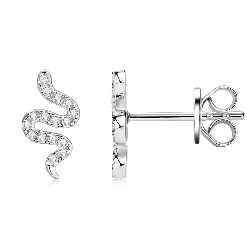 Snake Moissanite Earrings – 925 Sterling Silver D Color Unisex Stud Jewelry | Melisande