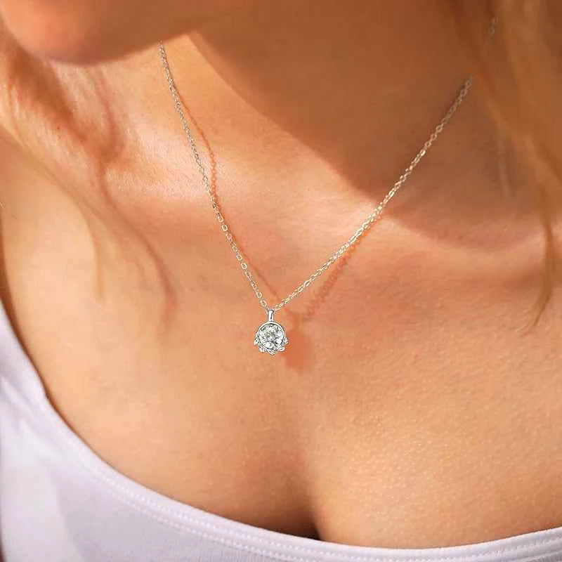 6.5mm 1ct D Color Moissanite Olive Leaf Pendant Necklace, Real 925 Sterling Silver Adjustable Chain – Melisande