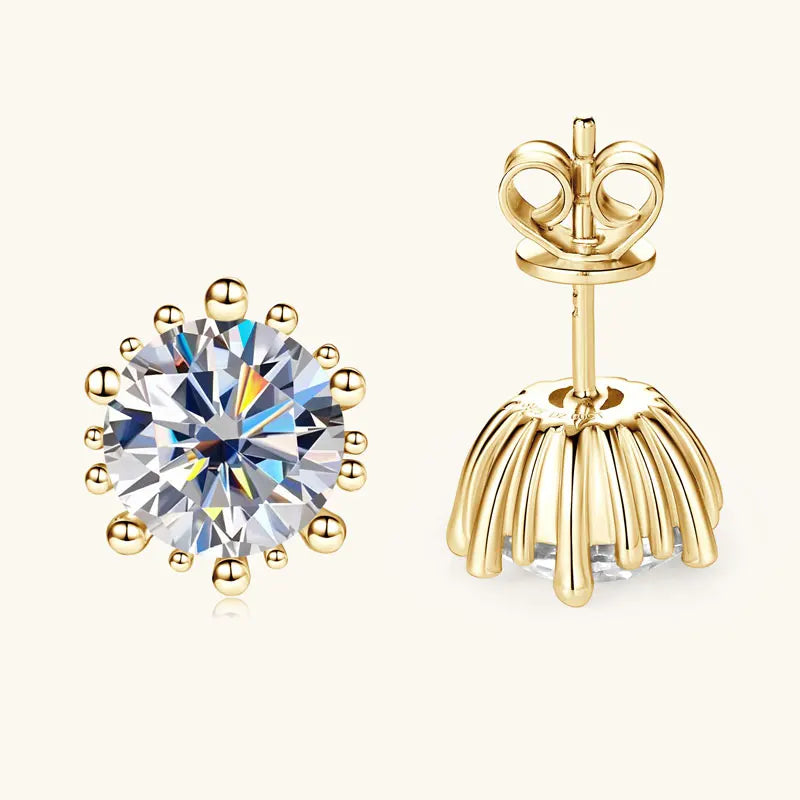 18K Gold Plated Moissanite Stud Earrings – 2ct 8mm Stones 925 Sterling Silver Fine Jewelry | Melisande