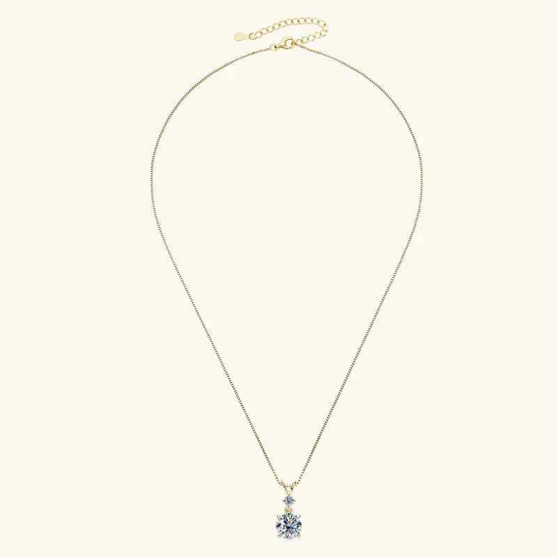 Anziw 1CT 2CT 3CT Moissanite Pendant Necklace for Women 925 Silver Adjustable Chain Sparking Two Stones Necklaces Gift Valentine