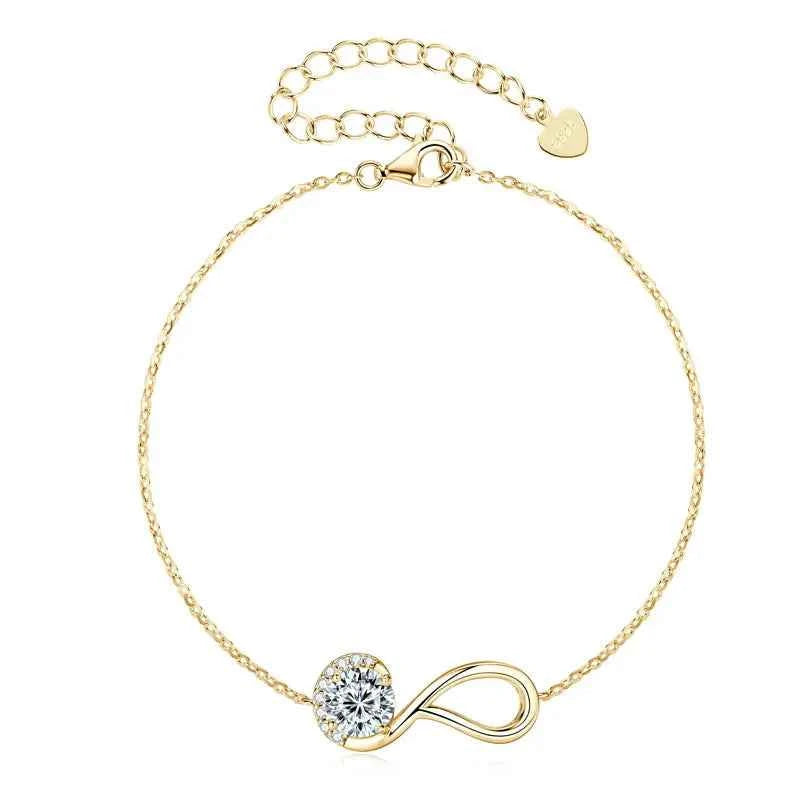 2025 Trendy 6.5mm 1ct D Moissanite Infinite Bracelet for Women Real 925 Silver Certified Lab Diamond Infinity Love Jewelry Gifts
