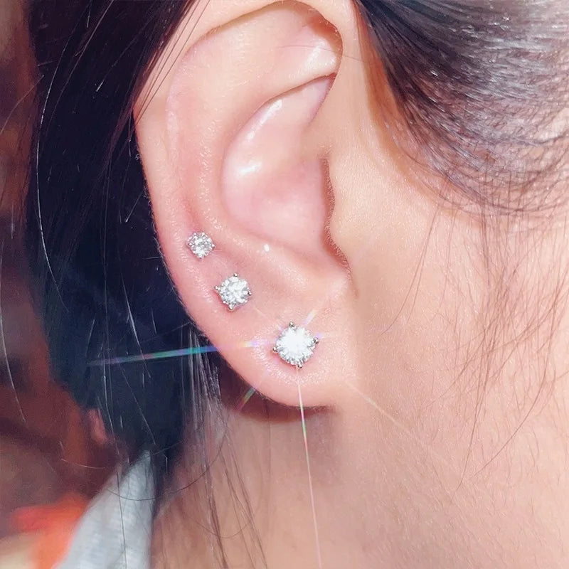 Sparkle Black Moissanite Stud Earrings – 925 Sterling Silver Gold Plated Piercing Diamond Jewelry | Melisande