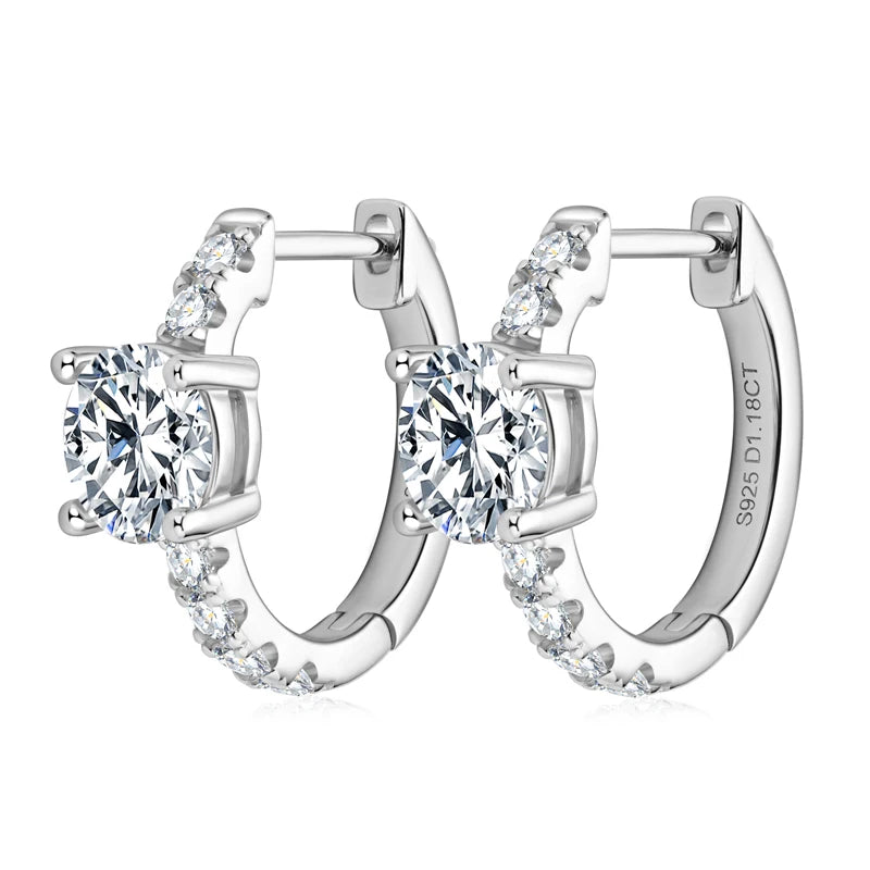 2.36ctw Moissanite Hoop Huggie Earrings – 925 Sterling Silver Certified Luxury Jewelry for Women | Melisande