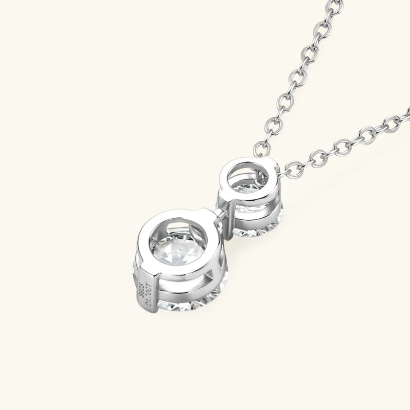 1.7cttw Two-Stone Moissanite Pendant Necklace, 925 Sterling Silver Adjustable Choker Design – Melisande
