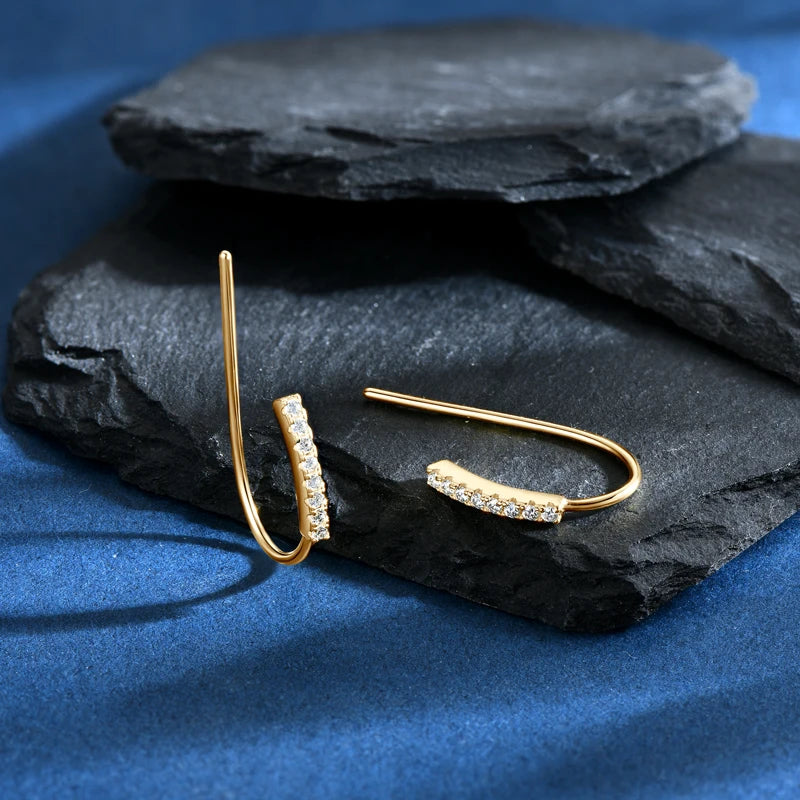 Stylish U-Shaped Moissanite Earrings – 925 Sterling Silver Piercing Hanging Jewelry for Women | Melisande