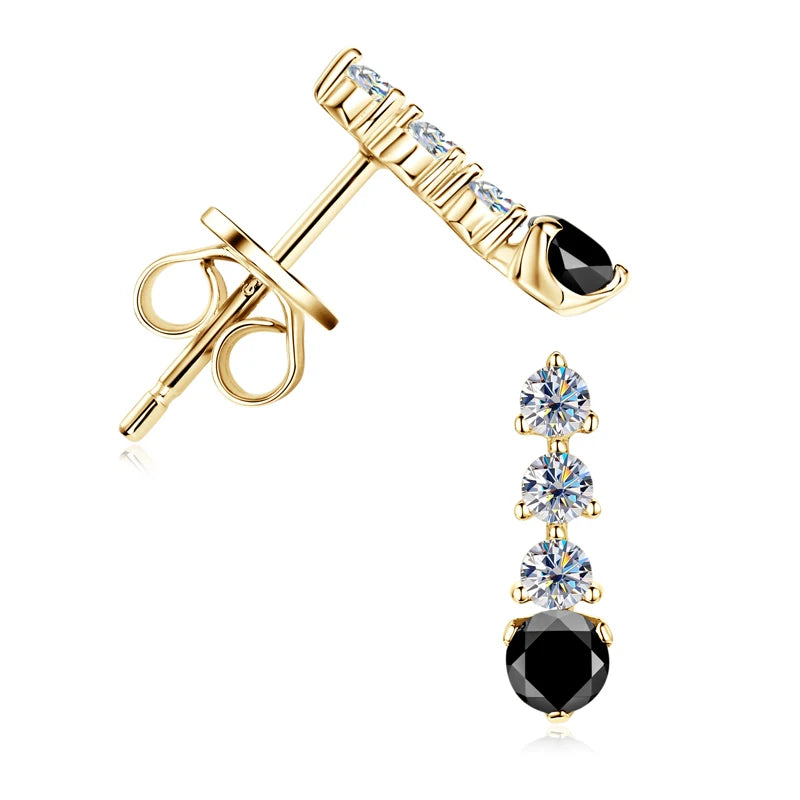 0.38cttw Black & White Moissanite Earrings – 925 Sterling Silver Drop Stud Jewelry | Melisande