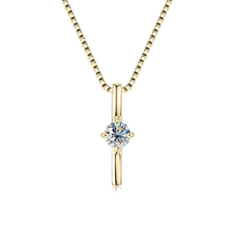 Anziw 4mm 0.30ct D Moissanite Dash Pendant Necklace for Women 925 Silver Adjustable Chain Fashion Simple Jewelry 2025 New Gift