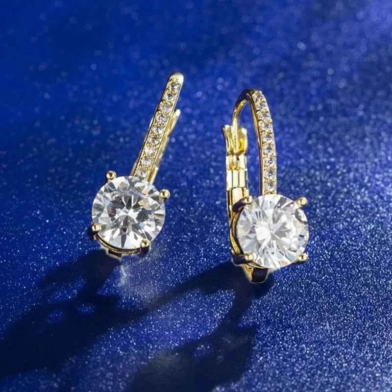 Moissanite Hoop & Drop Earrings – 925 Sterling Silver 14K Gold Plated Lever Back | Melisande
