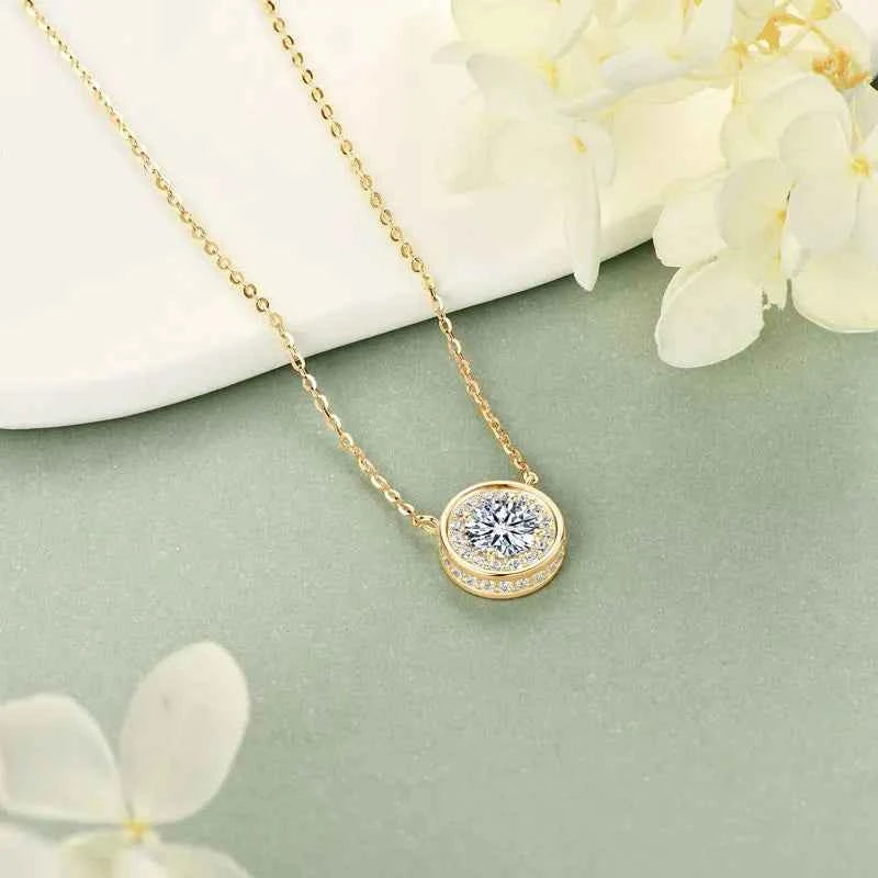 1ct 6.5mm Moissanite Pendant Necklace, 925 Sterling Silver Adjustable Chain – Melisande