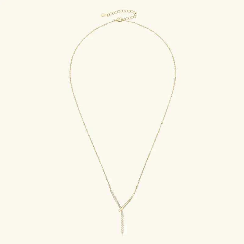 Large “Y” Letter Moissanite Pendant Necklace, D Color Stones, 925 Sterling Silver Y-Shaped Design Adjustable Chain – Melisande