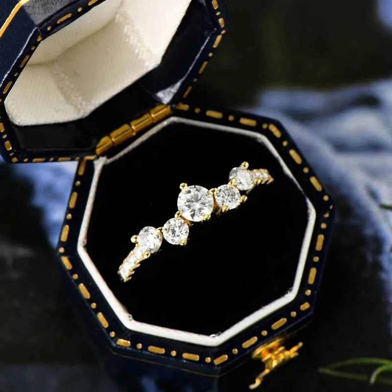 Moissanite Cluster Ring – 925 Sterling Silver Wedding & Engagement Band | Melisande