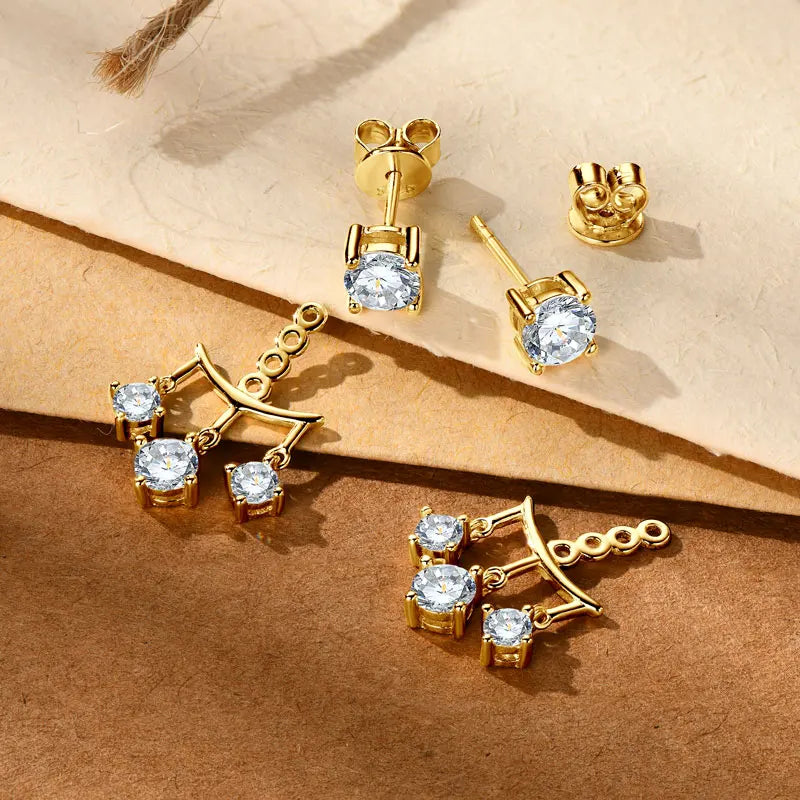 Moissanite Ear Jacket Earrings – 925 Sterling Silver D Color Dual Use Studs for Women Valentine Jewelry | Melisande