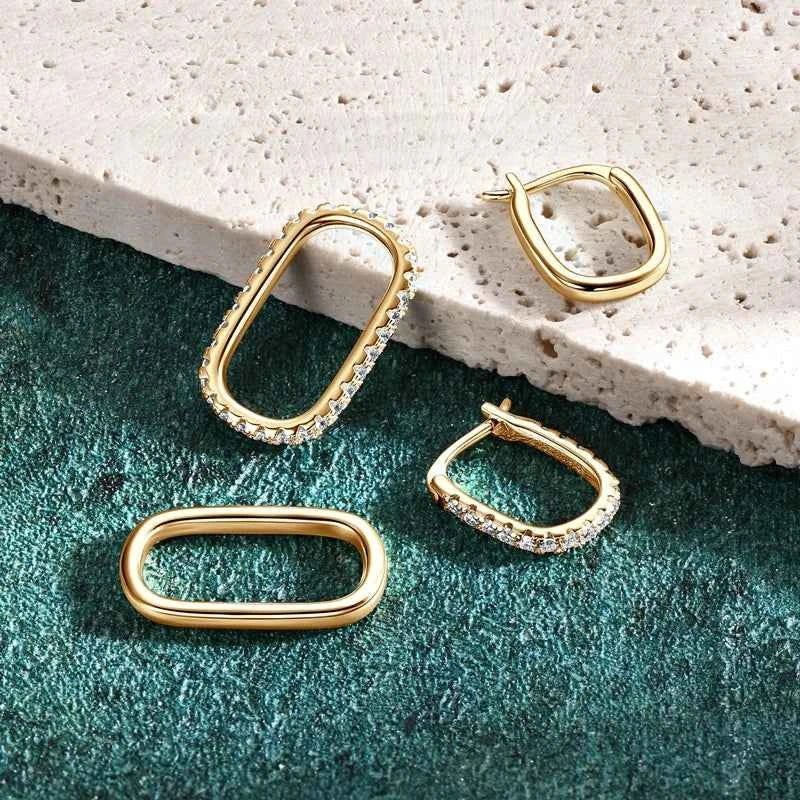 Moissanite Paperclip Link Hoop Earrings – 925 Sterling Silver Convertible Round Stone Jewelry | Melisande