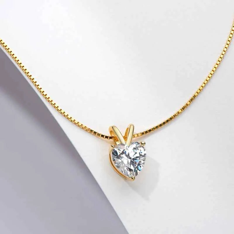 2.0 Carat Heart Shape Moissanite Pendant Necklace D Color Diamond For Women Silver 925 Sparkling Wedding Party Jewelry Gift