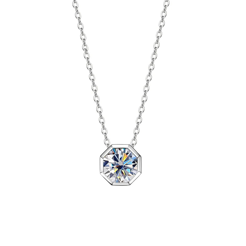 Love Heart Full Moissanite Pendant Necklace, 925 Sterling Silver Adjustable Chain – Solitaire Collar Design – Melisande