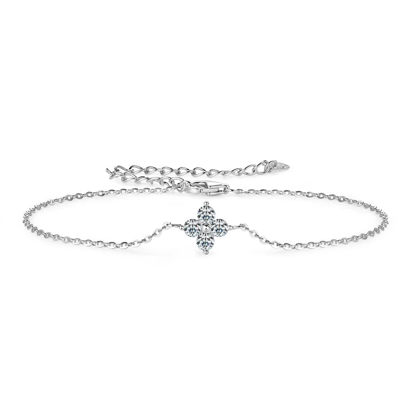 Moissanite Clover Bracelet – 925 Sterling Silver 18K Gold Plated D Color Certified Women’s Charm Jewelry | Melisande