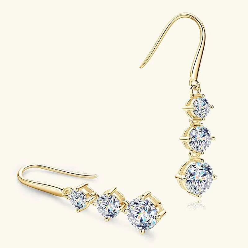 3.60cttw D VVS1 Moissanite Drop Hook Earrings, 925 Sterling Silver Sparkling Design – Melisande