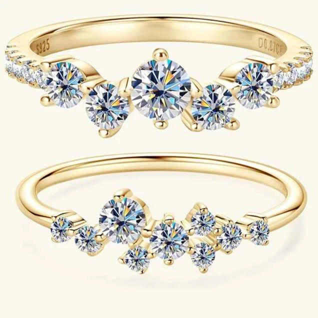 Moissanite Cluster Ring – 925 Sterling Silver Wedding & Engagement Band | Melisande