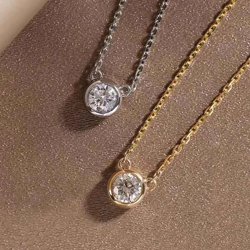 S925 Sterling Silver Cat Pendant Necklace, 6.5mm 1.0ct D Color Round Moissanite Stone – Melisande