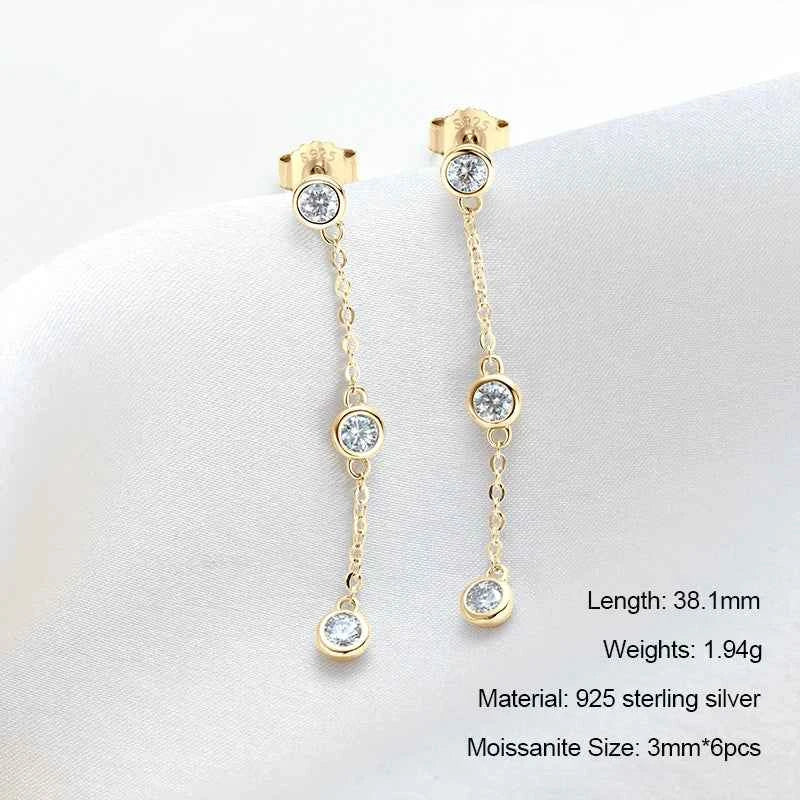 Moissanite Star Tassel Earrings – 925 Sterling Silver Certified Drop Dangle Jewelry | Melisande