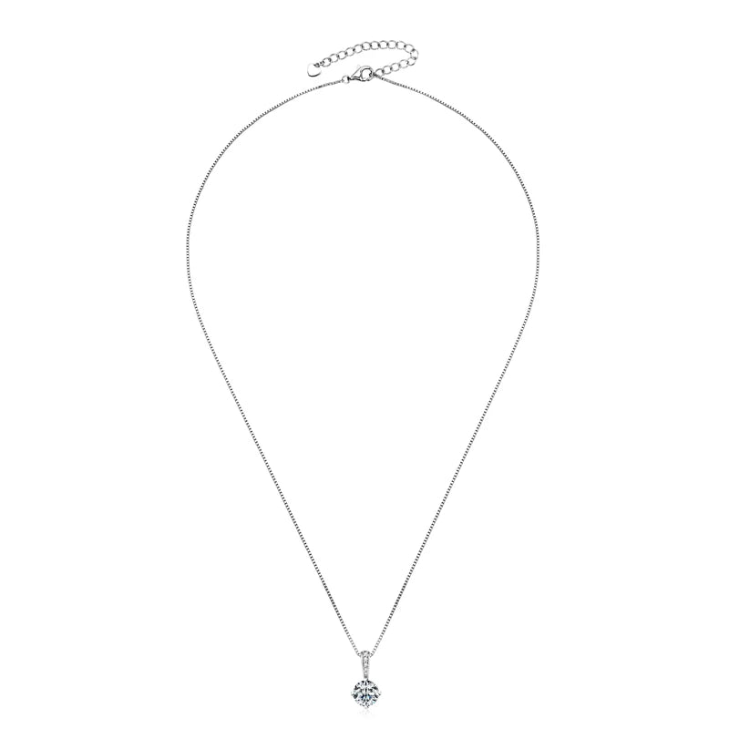 2CT D Color Moissanite Drop Necklace, Heart-Shaped Claw Design, Real 925 Sterling Silver Adjustable Chain – Melisande