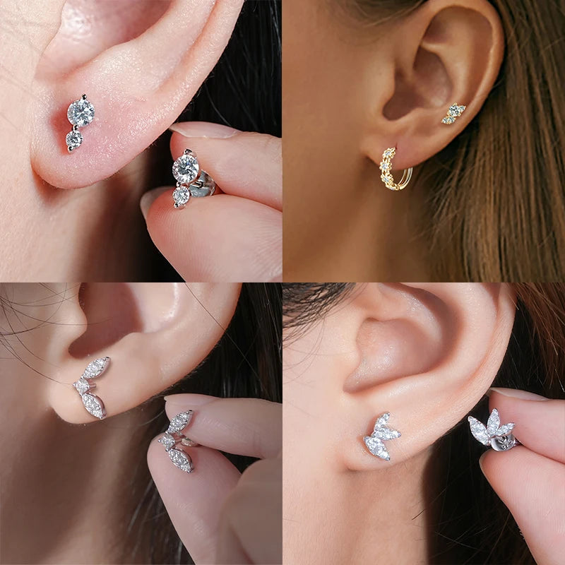 Delicate Mini Moissanite Studs – 925 Sterling Silver Piercing Earrings for Women | Melisande