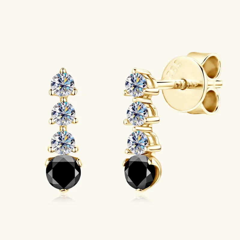 0.38cttw Black & White Moissanite Earrings – 925 Sterling Silver Drop Stud Jewelry | Melisande