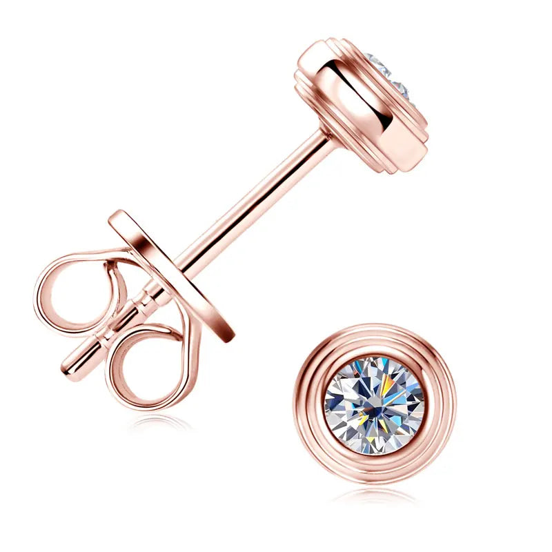 3mm D Color Bezel Moissanite Earrings – 925 Sterling Silver Unisex Mini Studs for Couples | Melisande