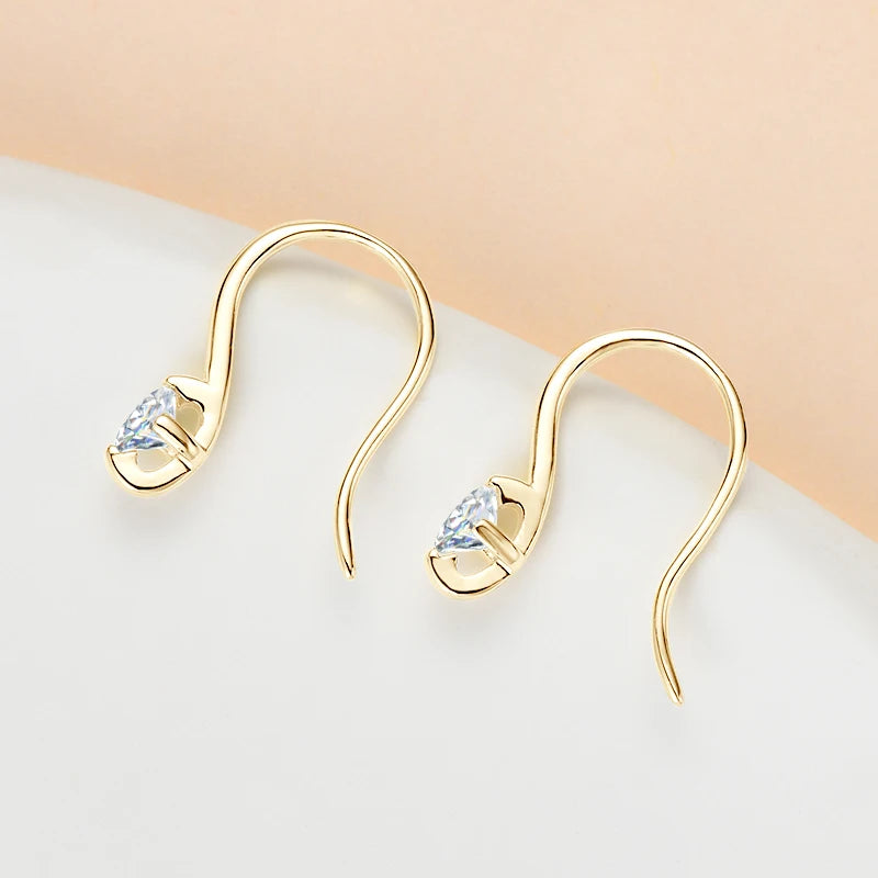 Moissanite Drop Hook Earrings – 925 Sterling Silver 4mm Round | Melisande
