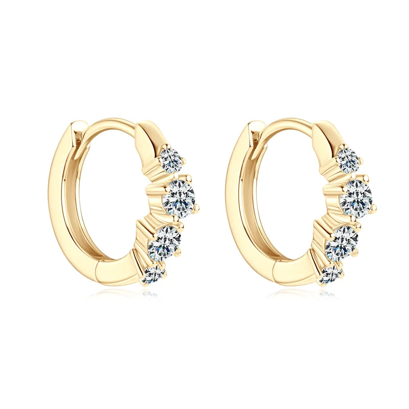 925 Sterling Silver Moissanite Huggie Earrings – Irregular 4-Stone Hoop Design Modern Jewelry for Women | Melisande