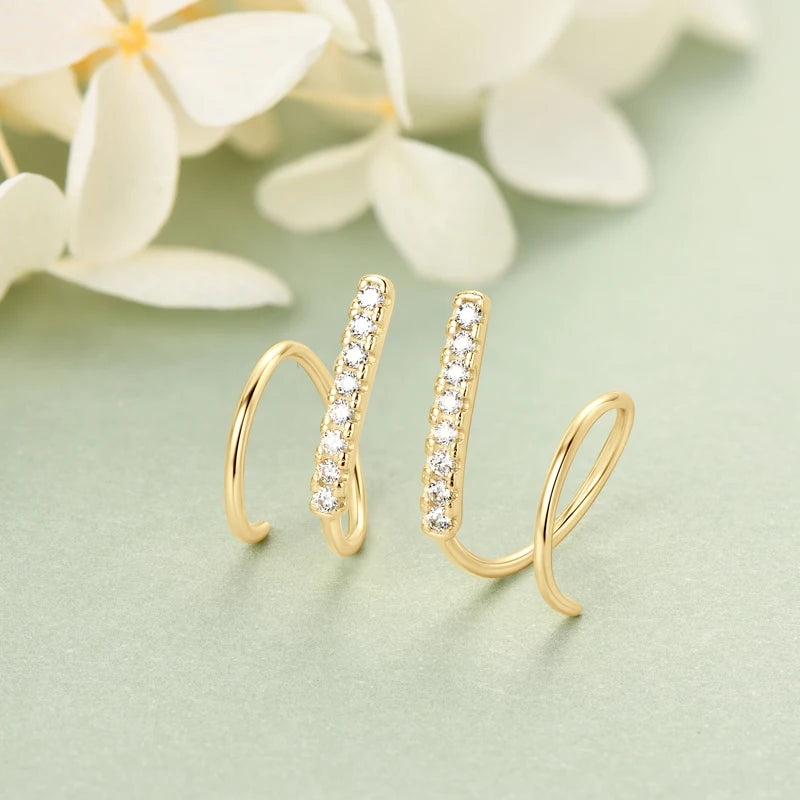 Stylish 14K Gold Bar Spinning Earrings – 925 Sterling Silver Moissanite Piercing Jewelry for Women | Melisande