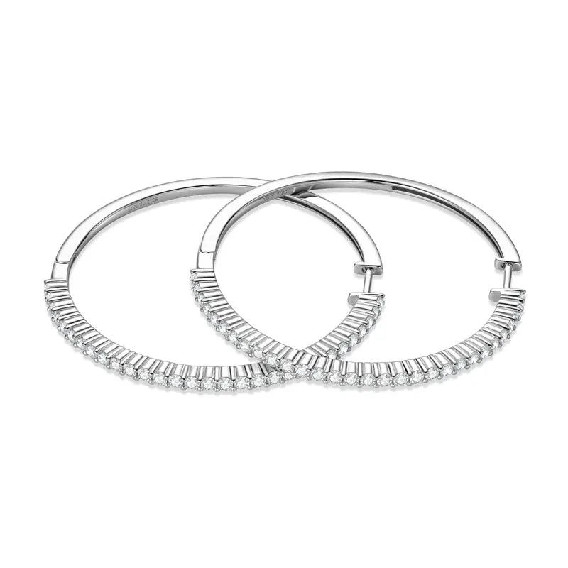 2mm Moissanite Large Hoop Earrings – 925 Sterling Silver 40mm Big Piercing Jewelry for Women | Melisande