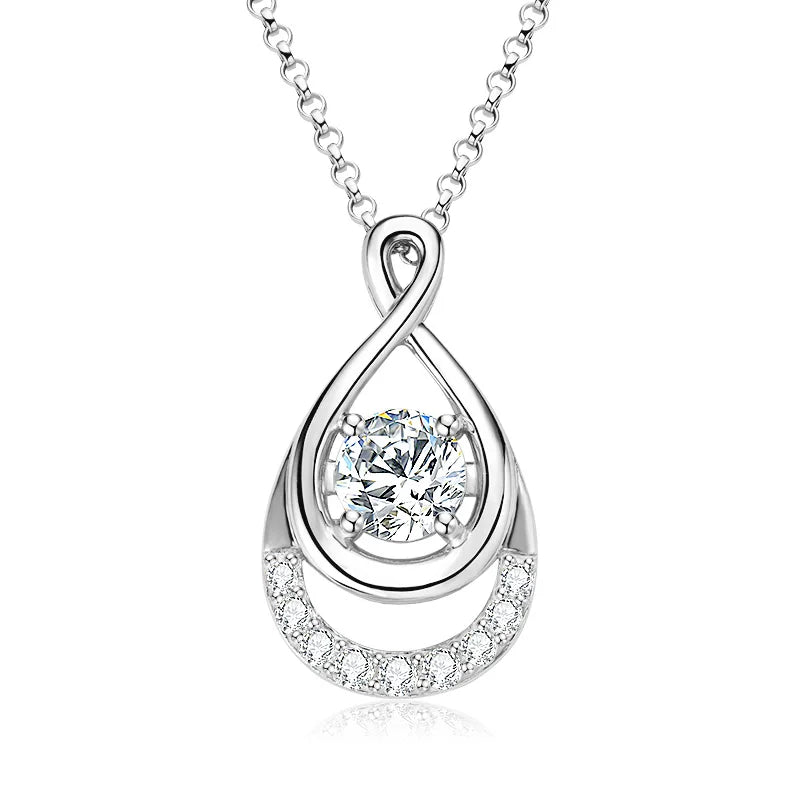 1.0ct Moissanite Infinity Pendant Necklace – Adjustable 925 Sterling Silver 6.5mm Certified Jewelry for Women | Melisande