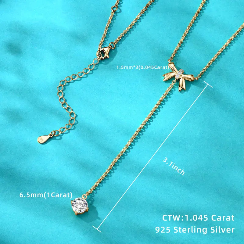 1ct Moissanite Butterfly Necklace – 925 Sterling Silver Y-Shaped Adjustable Pendant Jewelry for Women | Melisande