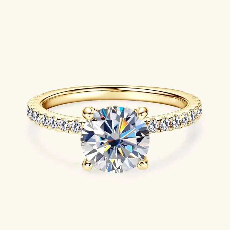 Moissanite Solitaire Ring – 925 Sterling Silver 18K Gold Plated 2.0ct 8mm Engagement Band | Melisande