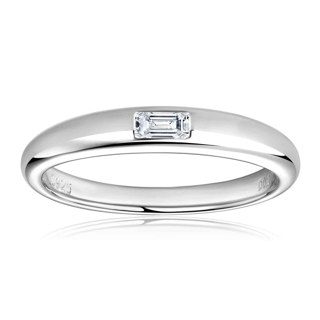 Moissanite Princess Cut Wedding Ring – 925 Sterling Silver 18K Gold Plated D Color GRA Certified | Melisande