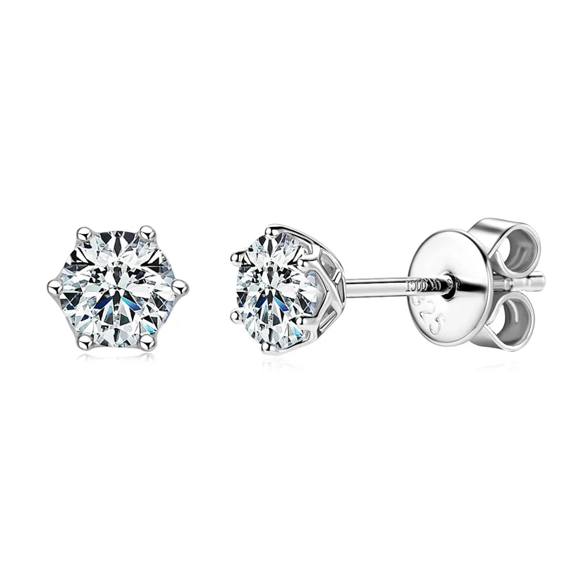 D Color 2ct Moissanite Stud Earrings – 925 Sterling Silver Unisex Piercing Jewelry (3–6.5mm Sizes) | Melisande