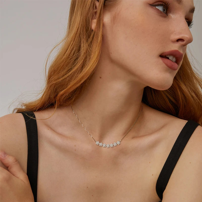 925 Sterling Silver Gerbera Flower Pendant Necklace, 2mm & 1.2mm Moissanite Stones, Fashion Jewelry – Melisande