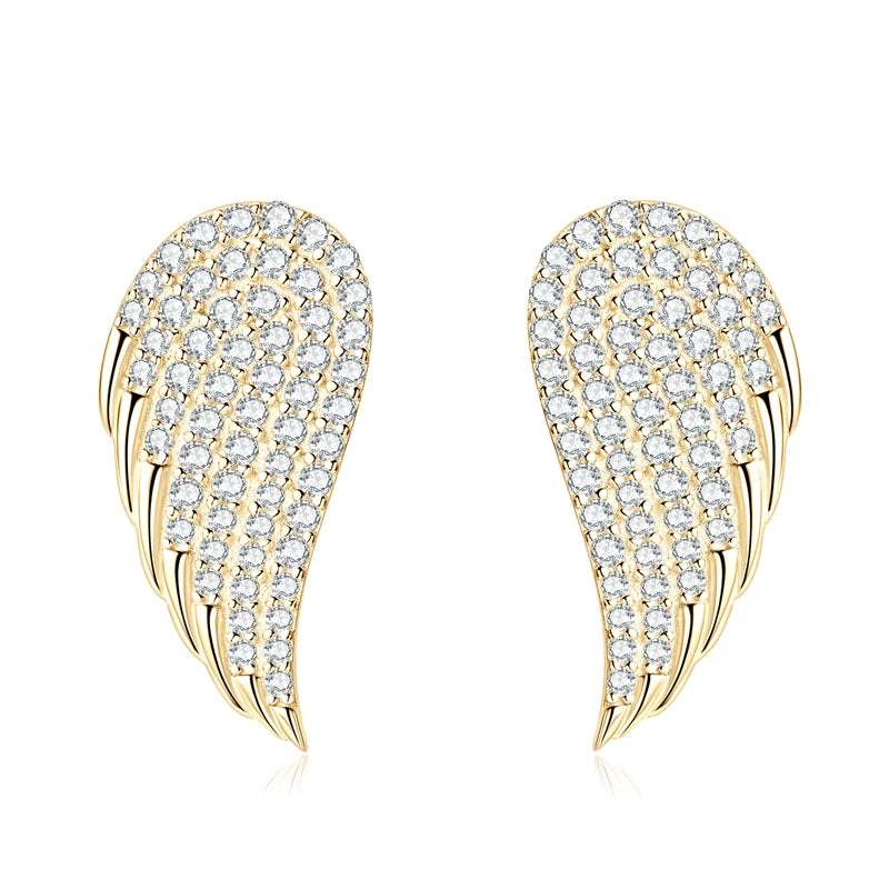 Angel Wing Moissanite Drop Stud Earrings – 925 Sterling Silver – Full Pave Design – Women’s Fine Jewelry | Melisande