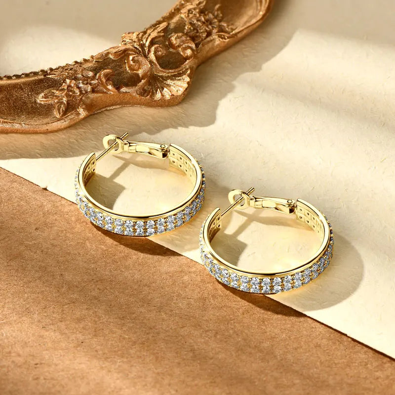 Pavé Moissanite Hoop Earrings – 925 Sterling Silver Full Stone Women’s Fine Jewelry | Melisande