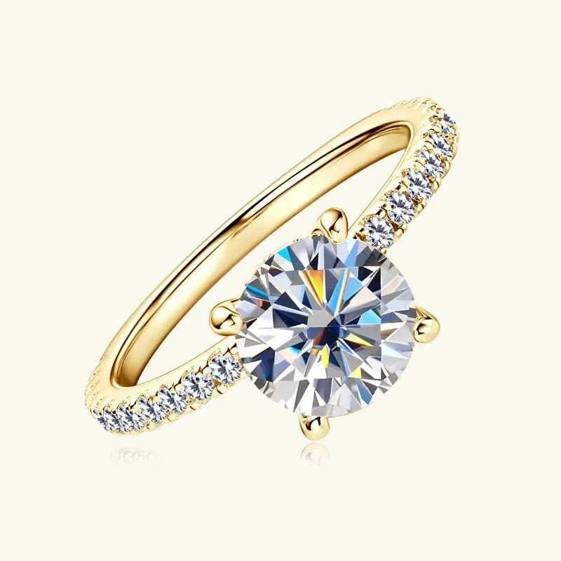 Moissanite Solitaire Ring – 925 Sterling Silver 18K Gold Plated 2.0ct 8mm Engagement Band | Melisande