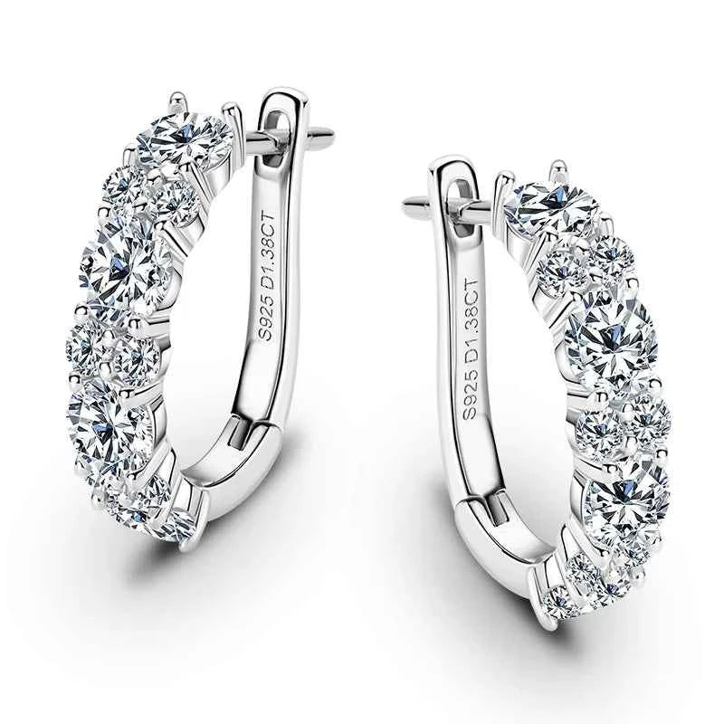 Moissanite U-Shape Hoop Earrings – 925 Sterling Silver VVS1 Certified 2.76cttw | Melisande