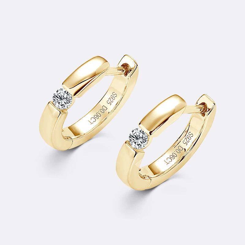 Moissanite Mini Hoop Earrings – 925 Sterling Silver D Color 2.5mm Unisex Simple Fine Jewelry | Melisande