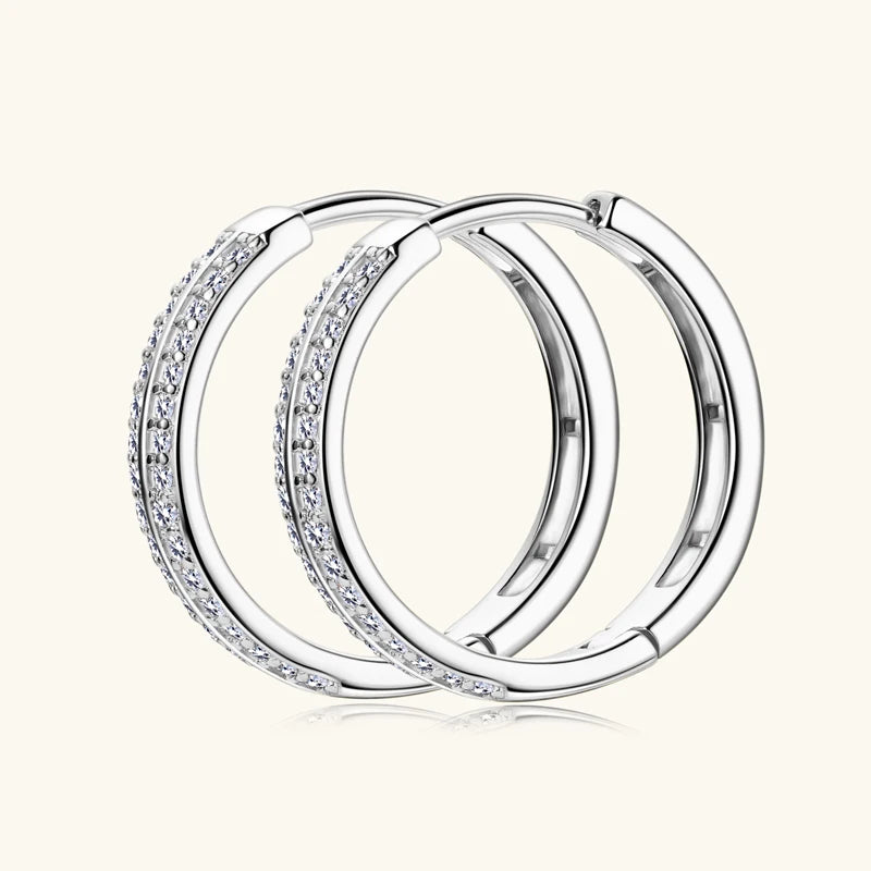 925 Sterling Silver Moissanite Hoop Earrings – Round Piercing Engagement Jewelry for Women | Melisande