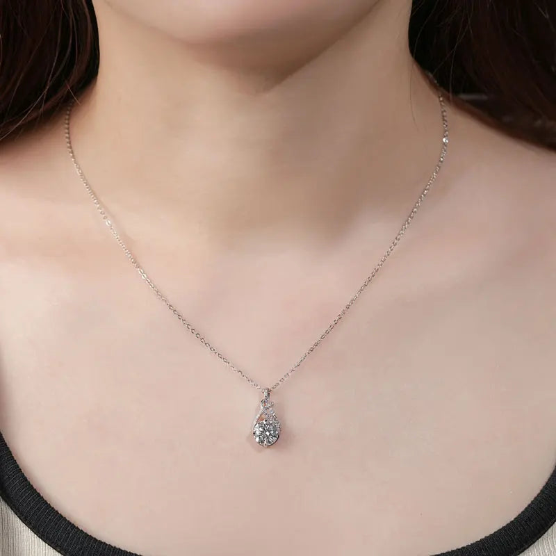 Moissanite Infinity Pendant Necklace – 925 Sterling Silver 2.0ct 8mm Certified Adjustable Chain | Melisande